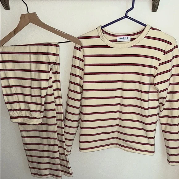 Parke coastal Striped Sweatpants with Navy and Red Accents - Picture 4 of 5